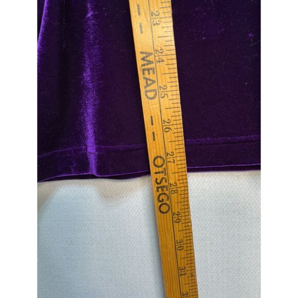 Quacker Factory Velvet Blouse Womens XL Purple 3/4 Sleeve Rhinestone Square Neck - Picture 8 of 12